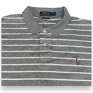 Polo Ralph Lauren Mens Large Pima Soft Touch Striped Collared Shirt Flesh Pony